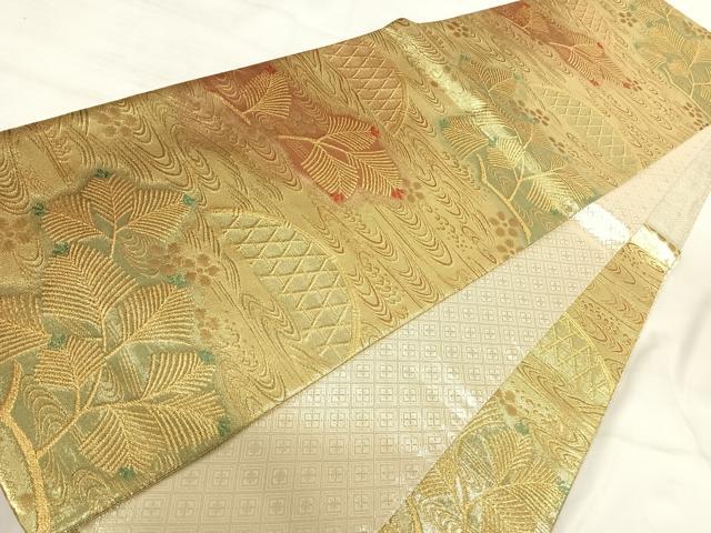 平和屋着物◎佐賀錦 六通柄袋帯 流水花籬文 金糸 正絹 逸品 AABI5618yx