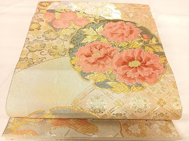 平和屋着物◎西陣 野々村織物謹製 六通柄袋帯 唐織 雪輪重ね吉祥文 金銀糸 正絹 逸品 AABI5623yx