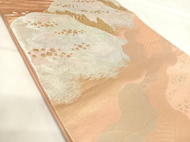 平和屋着物◎六通柄袋帯 遠山重ね文 金銀糸 正絹 逸品 AABI5628yx