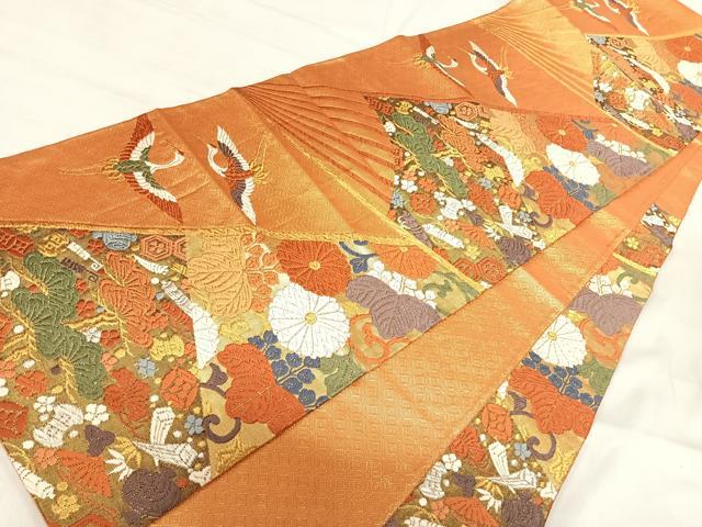 平和屋着物◎佐賀錦 六通柄袋帯 唐織 飛鶴宝尽くし 金銀糸 正絹 逸品 AABI5636yx