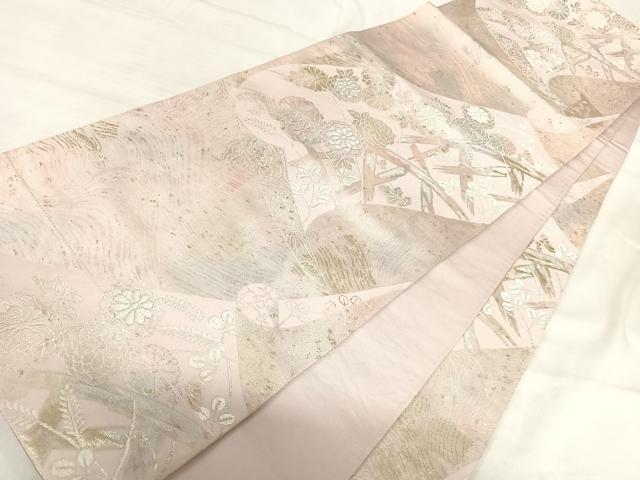平和屋着物◎六通柄袋帯 流水花籬文 金銀糸 正絹 逸品 AABI5660yx