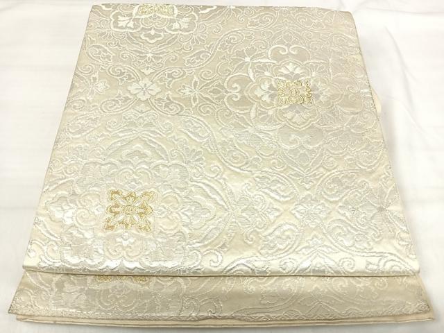 平和屋着物◎六通柄袋帯 花唐草文 金銀糸 正絹 逸品 AABI5674yx