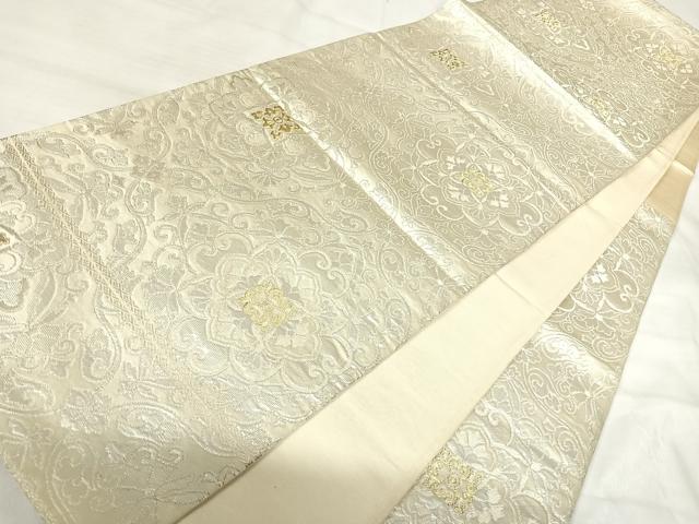 平和屋着物◎六通柄袋帯 花唐草文 金銀糸 正絹 逸品 AABI5674yx
