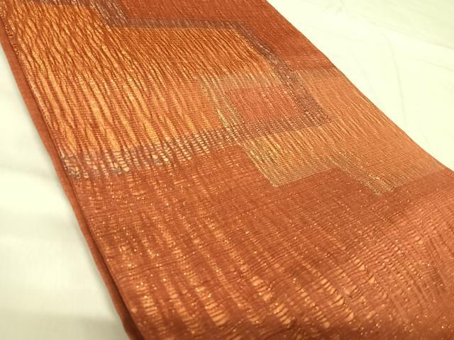 平和屋着物◎太鼓柄袋帯 幾何学文様 金通し地 正絹 逸品 AABI5686yx