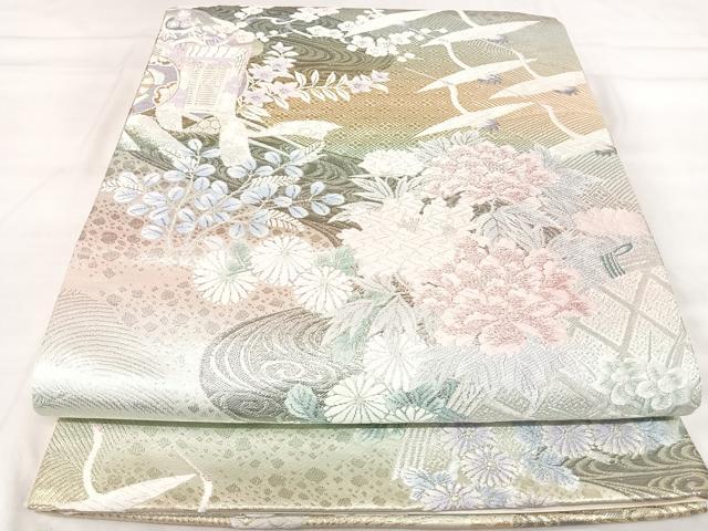 平和屋着物◎六通柄袋帯 唐織 古都翔翔文 プラチナ箔 正絹 逸品 AABI5695yx