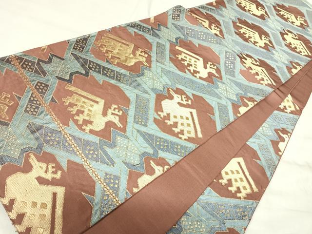 平和屋着物◎六通柄袋帯 有栖川文様 金糸 正絹 逸品 AABI5701yx