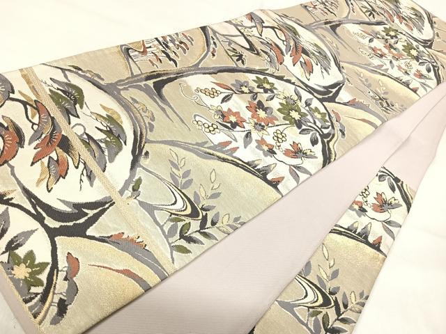平和屋着物◎六通柄袋帯 唐織 草花文 金銀糸 正絹 逸品 AABI5717yx