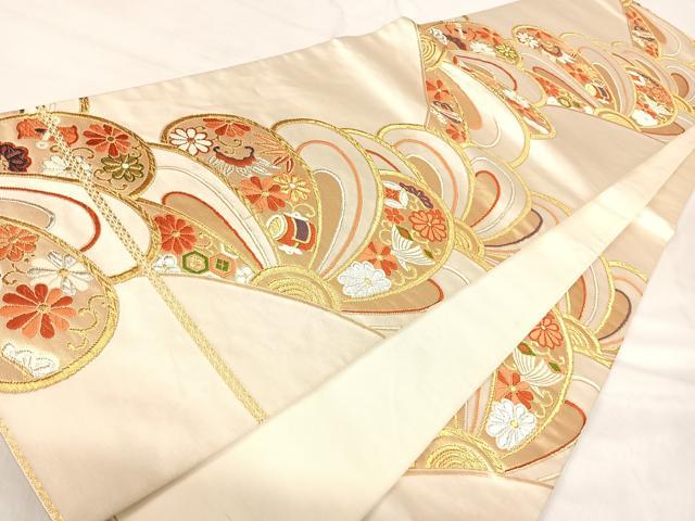 平和屋着物◎六通柄袋帯 唐織 捻梅 金銀糸 正絹 逸品 AABI5719yx