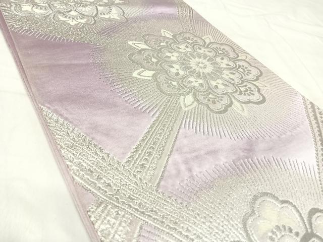 平和屋着物◎六通柄袋帯 唐織 舞花文 銀糸 正絹 逸品 AABI5722yx