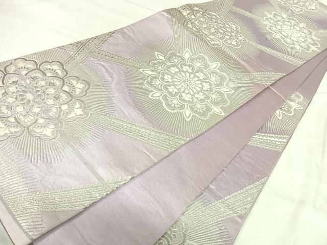 平和屋着物◎六通柄袋帯 唐織 舞花文 銀糸 正絹 逸品 AABI5722yx