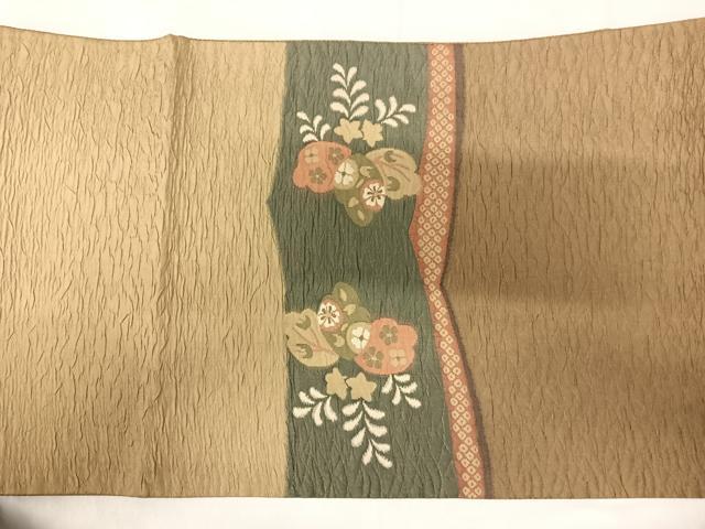 平和屋着物◎太鼓柄袋帯 ふくれ織 花桐文 正絹 逸品 AABI5734yx