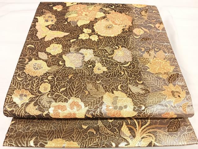平和屋着物◎佐賀錦 六通柄袋帯 更紗花文 金糸 正絹 逸品 AABI5772yx
