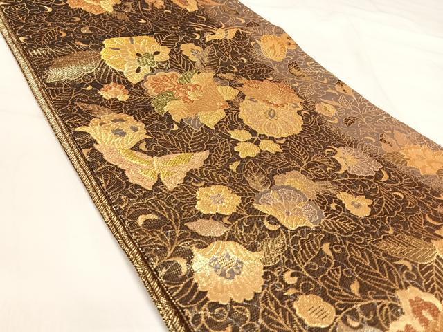 平和屋着物◎佐賀錦 六通柄袋帯 更紗花文 金糸 正絹 逸品 AABI5772yx