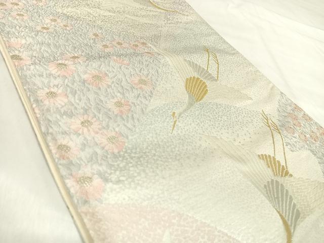 平和屋着物◎西陣 六通柄袋帯 唐織 飛鶴花文 金銀糸 正絹 逸品 AABI5779yx