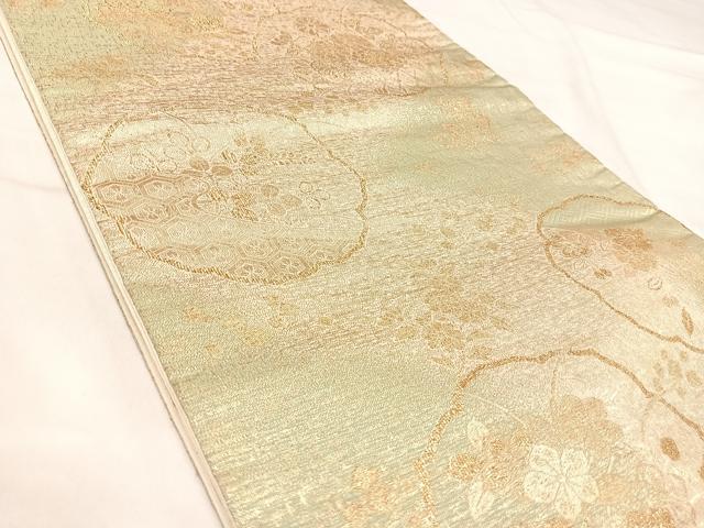 平和屋着物◎六通柄袋帯 舞花文 金糸 正絹 逸品 AABI5781yx