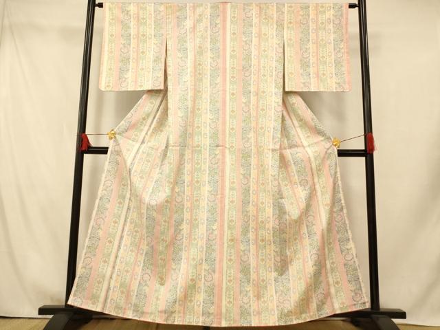 平和屋着物■上質な紬 更紗間道 正絹 逸品 AABI5804fw