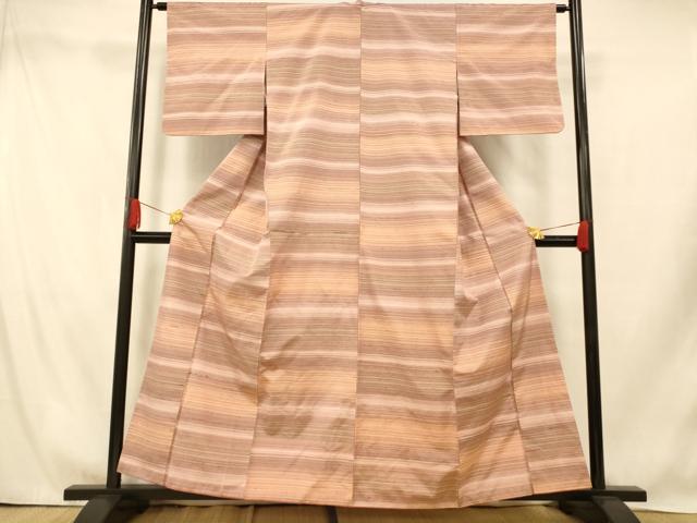 平和屋着物■上質な紬 横段文 正絹 逸品 AABI5818fw