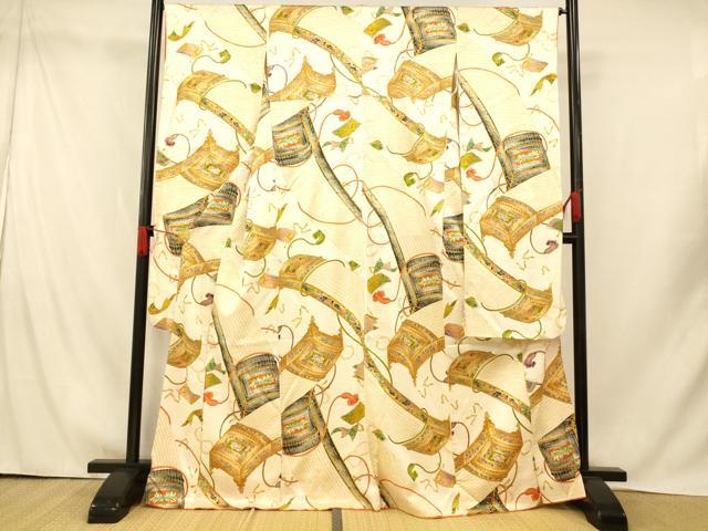 平和屋着物■豪華振袖 手描き 楽器文 金彩 正絹 逸品 AABI5826fw
