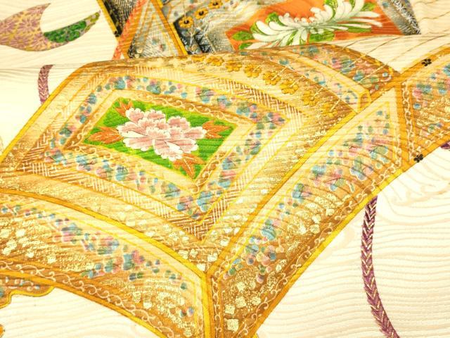 平和屋着物■豪華振袖 手描き 楽器文 金彩 正絹 逸品 AABI5826fw