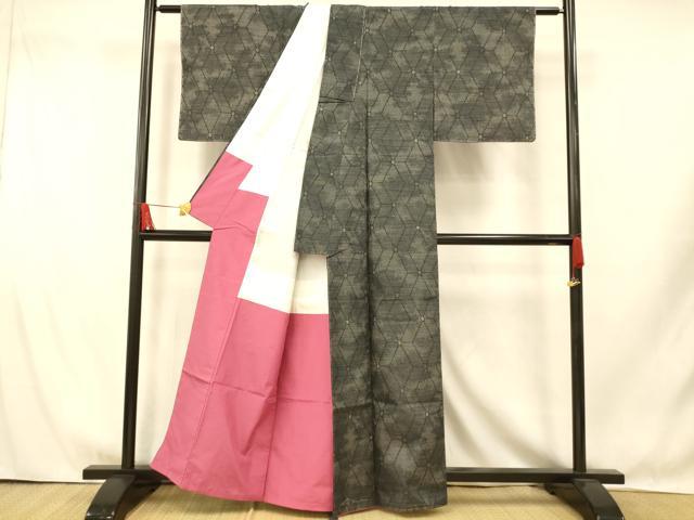 平和屋着物■上質な紬 霞立涌文 正絹 逸品 未使用 AABI5838fw