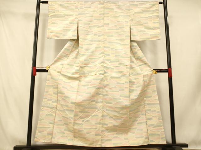 平和屋着物■本場大島紬 切り嵌め横段文 正絹 逸品 AABI5850fw