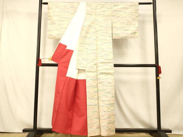 平和屋着物■本場大島紬 切り嵌め横段文 正絹 逸品 AABI5850fw