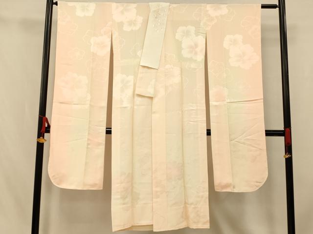 平和屋着物■振袖用長襦袢 無双仕立て 舞花地紋 暈し染め 半衿刺繍 正絹 逸品 AABI5852fw