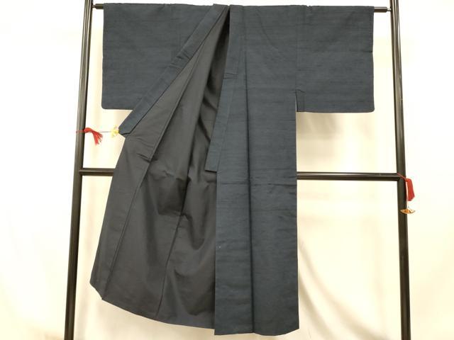 平和屋着物■男性 紬 濃藍色 正絹 逸品 AABI5853fw