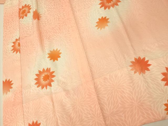 平和屋着物■長襦袢 無双仕立て 菊文 暈し染め 正絹 逸品 AABI5855fw