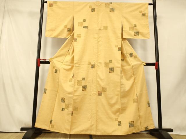 平和屋着物■上質な紬 更紗花色紙文 正絹 逸品 AABI5861fw