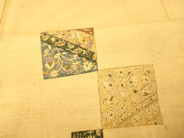 平和屋着物■上質な紬 更紗花色紙文 正絹 逸品 AABI5861fw