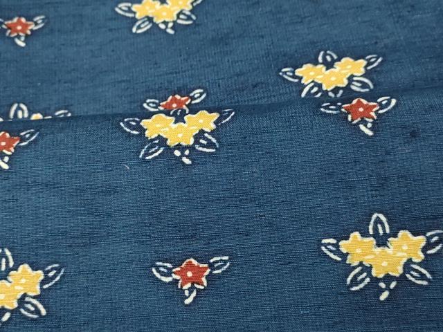 平和屋着物■上質な紬 型染め 草花文 正絹 逸品 AABI5863fw