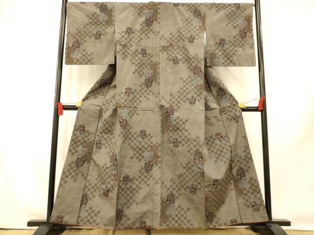 平和屋着物■上質な紬 七宝風景文 正絹 逸品 AABI5865fw