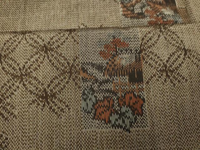 平和屋着物■上質な紬 七宝風景文 正絹 逸品 AABI5865fw
