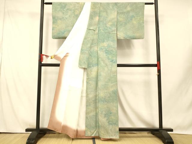 平和屋着物■上質な小紋 草葉霞文 暈し染め 正絹 逸品 AABI5872fw