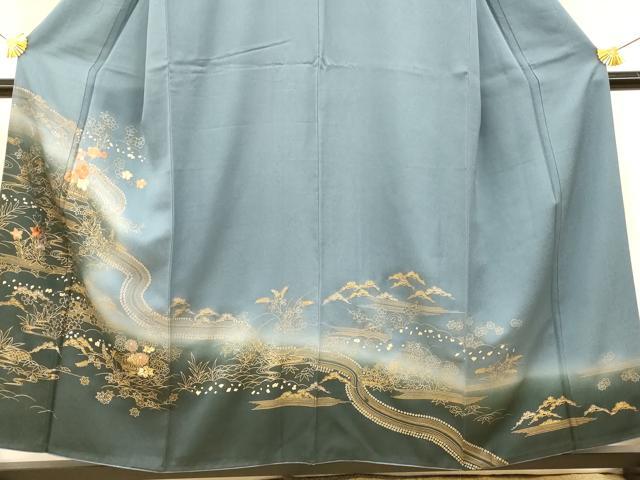 平和屋着物■訪問着 刺繍 風景草花文 暈し染め 金糸 金彩 正絹 逸品 AABI5880fw