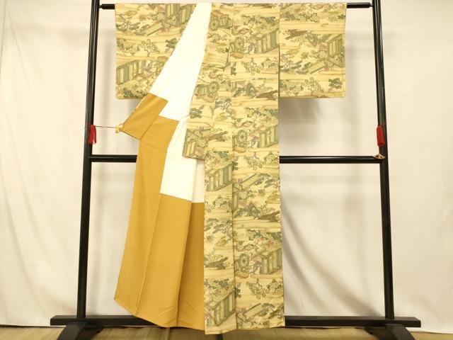 平和屋着物■上質な小紋 御所車風景文 正絹 逸品 AABI5882fw