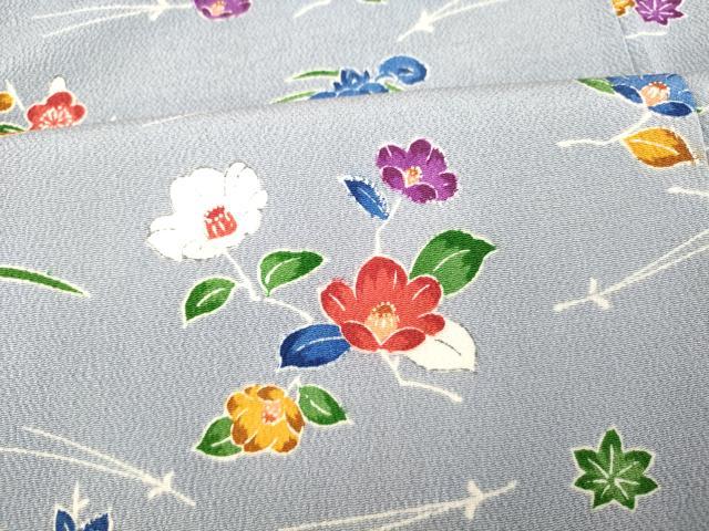平和屋着物■訪問着 枝花文 鬼しぼ縮緬 正絹 逸品 AABI5888fw