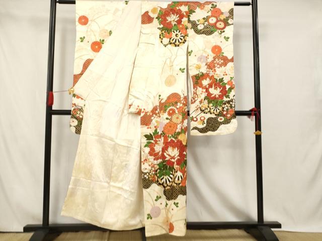 平和屋着物■豪華振袖 駒刺繍 花車道長文 金彩 正絹 逸品 AABI5892fw