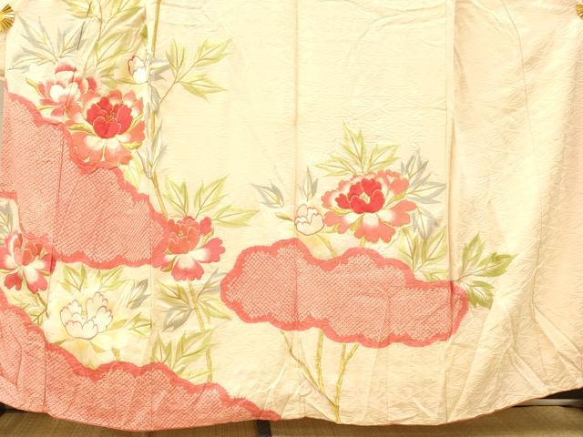 平和屋着物■豪華振袖 駒刺繍 絞り 雲取り牡丹文 金糸 正絹 逸品 AABI5894fw