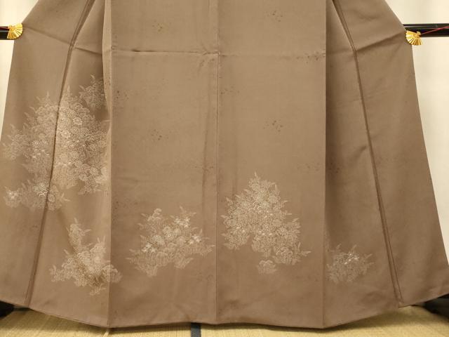 平和屋着物■訪問着 手描き 刺繍 草花文 正絹 逸品 AABI5917fw