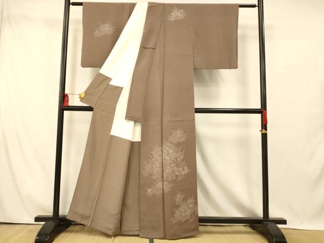 平和屋着物■訪問着 手描き 刺繍 草花文 正絹 逸品 AABI5917fw