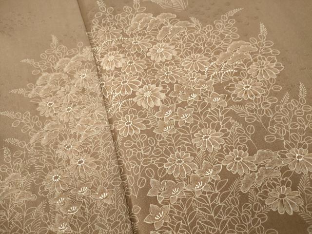 平和屋着物■訪問着 手描き 刺繍 草花文 正絹 逸品 AABI5917fw