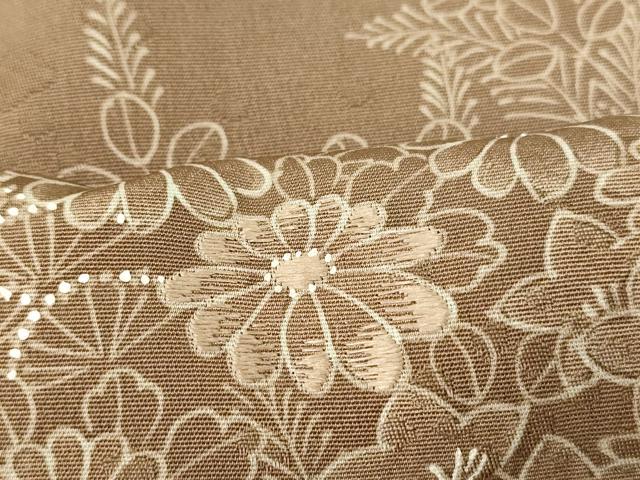 平和屋着物■訪問着 手描き 刺繍 草花文 正絹 逸品 AABI5917fw