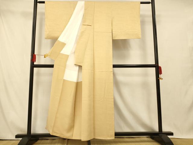 平和屋着物■上質な色無地 霞花地紋 飴色 正絹 逸品 AABI5921fw