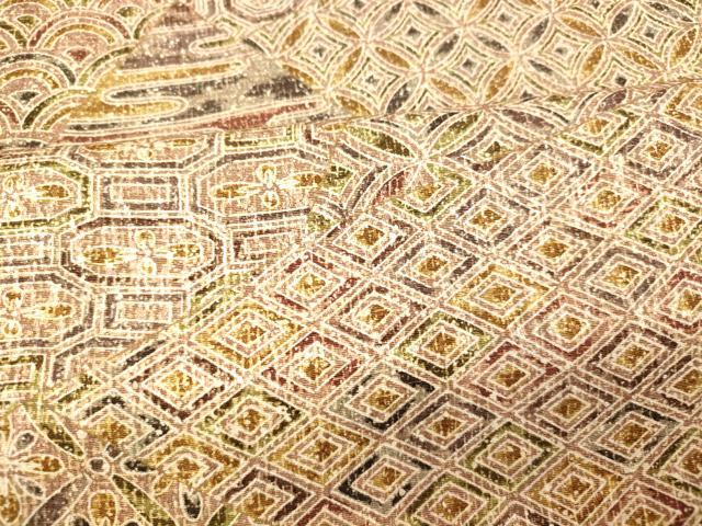 平和屋着物■上質な小紋 切嵌吉祥文様 たたき染め 正絹 逸品 未使用 AABI5923fw