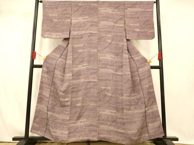 平和屋着物■江戸小紋 エ霞舞花文 正絹 逸品 AABI5935fw