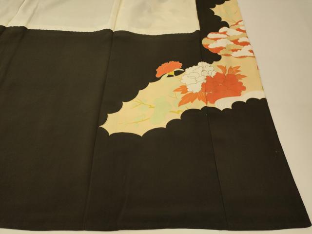 平和屋着物■豪華黒留袖 駒刺繍 鳳凰枝花文 松 梅 金糸 金彩 正絹 逸品 AABI5947fw