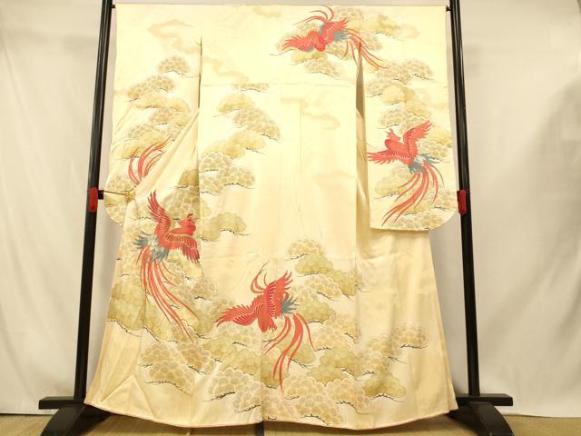 平和屋着物■豪華振袖 駒刺繍 鳳凰松文 暈し染め 金銀糸 金彩 正絹 逸品 AABI5948fw