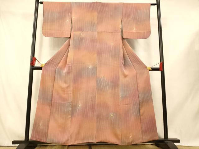 平和屋着物■上質な小紋 絞り 舞花霞文 暈し染め 正絹 逸品 AABI5951fw